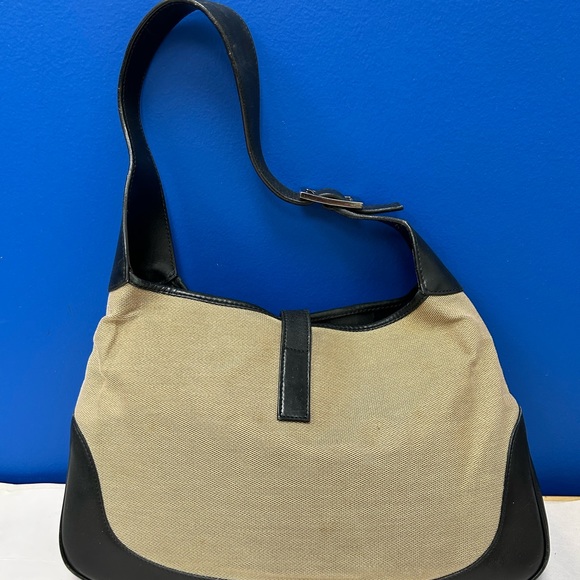 GUCCI Web Small Jackie O Hobo Colorblock Beige Black 002058 - Picture 3 of 8